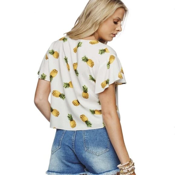 BuddyLove Havana Fluttered Sleeve Pineapple Top Sm - Picture 5 of 9